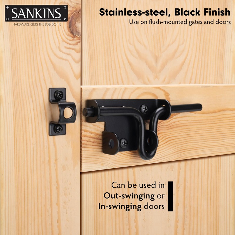 SANKINS Slide Bolt Gate Latch for Wooden Fence, Heavy Duty