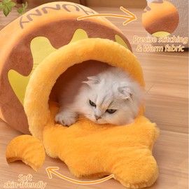 Honey Pot Cat Cave Bed, Soft and Thick Rebound Sponge Pet Nest with Removable & Washable Cushion, Cute Cartoon Design for Small Cats and Breeds