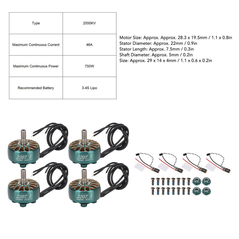 4 Sets Brushless Motor Kit 5mm Shaft Electric Motor with