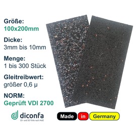 diconfa Load Securing Non-Slip Mat Rubber Pads VDI-2700 200 x 100 mm - 3 to 10 mm Thick - 1 to 300 Pieces - 6 mm, 1 Piece - Truck Trailer Loading Area Pallet Made of Rubber Granulate Building