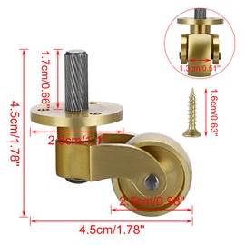 IGNPION Set of 4 Solid Brass Universal Castors 360°Swivel Furniture Wheels 25mm Furniture Casters