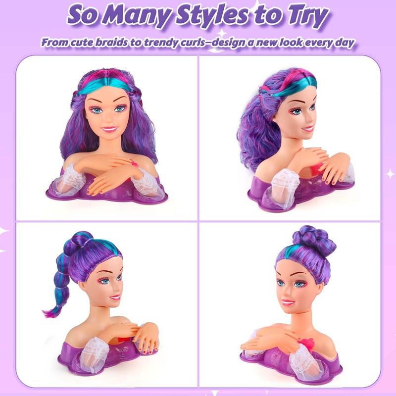 Princess Hair Styling Doll Head Makeup Kit for Girls- Hair