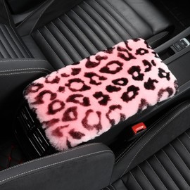 MLOVESIE Genuine Sheepskin Center Console Cover Pad Genuine Furry Fluffy Wool Fur Car Armrest Cover Protector Universal Fit for SUV/Truck/Car