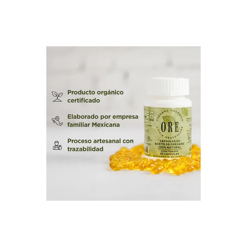 Aceite De Oregano Ore, 65 Capsulas Cu Kit 2 Frascos