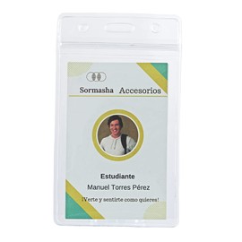 Sormasha Porta Gafete o Credencial, PVC Alta Transparencia Calibre S10 Mod. SOPV-9190. 12 Piezas