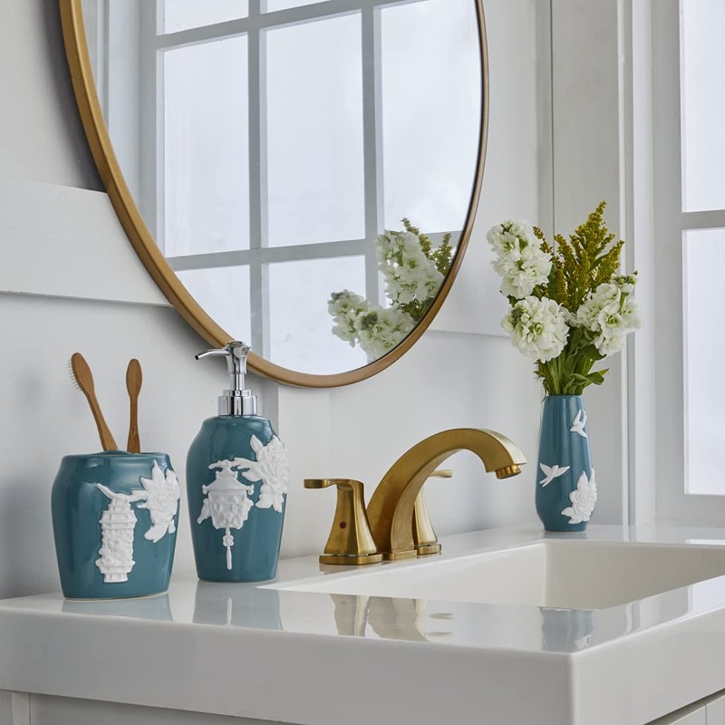 SKL Home Vern Yip Floral Lanterns Soap/Lotion Dispenser, Teal