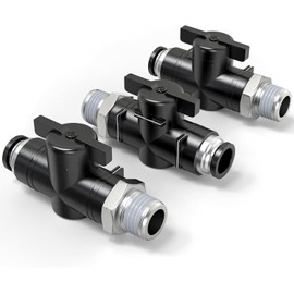 TAILONZ PNEUMATIC 1/2 Inch Tube OD x 3/8 Inch NPT Thread Ball Valve Air Flow Control Valve Push to Connect Fitting BVC-1/2-N3（Pack of 3）
