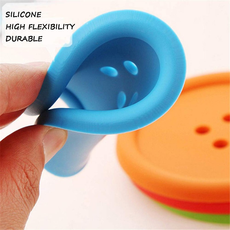 Creativee 10Pcs Silicone Drink Coaster,Colorful Round Button Shaped Cup Cushion