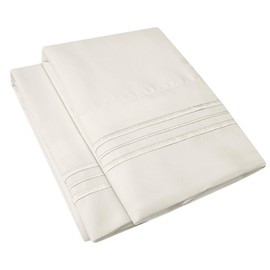 1500 Supreme Collection 2 Pack Bed Pillowcases - Luxury Embroidered Premium Softness and Wrinkle Resistant Breathable Additional Pillowcases for Bed Sheets - King, Ivory