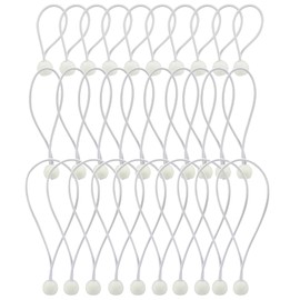 Waziaqoc 30 Pcs Ball Bungee Cords 4,6,9 Inch, Tarp Ball Bungee Ties Heavy Duty Canopy Tie Downs for Camping, Cargo, Projector Screen, Tent Poles with UV Resistant (White)