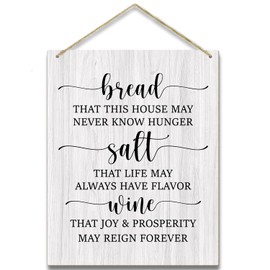 Kitchen Wooden Sign, Housewarming Gift For Women Men Coworker Friend, Kitchen Sign Bread Salt Wine Wooden Sign Decorations For Home Wall Decor Wall Sign Hanging Sign -12