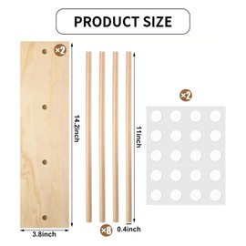 UgyDuky 2 Pcs Wooden Ribbon Organizer, Wooden Ribbon Spool Holder Organizer, Washi Tape Organizer, Wire Spool Stand Holder for Sewing Mesh Crochet Thread Tape Wreath Roll Florist Arts Wrapping Gift (A)