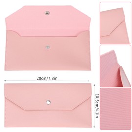 Cash Envelope Wallet Leather Cashes Wallets for Woman Reusable Budget Envelope Wallet Retro Clutch Wallets Money Organizer for Daily Travel and School Bank Cards Receipts (Black, Pink)