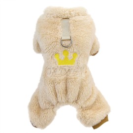 Izefia Dog Sweater Dog Clothes Fleece Dog Woolen Sweater Winter Warm Sweat Shirt 4 Legs Jumpsuit Pajamas Crown Princess Dog Sweater for Small Dog Medium Dog Cat Khaki S