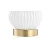 JONATHAN Y 20" White/Brass Gold Ribbed Gourd Glass Table Lamp,