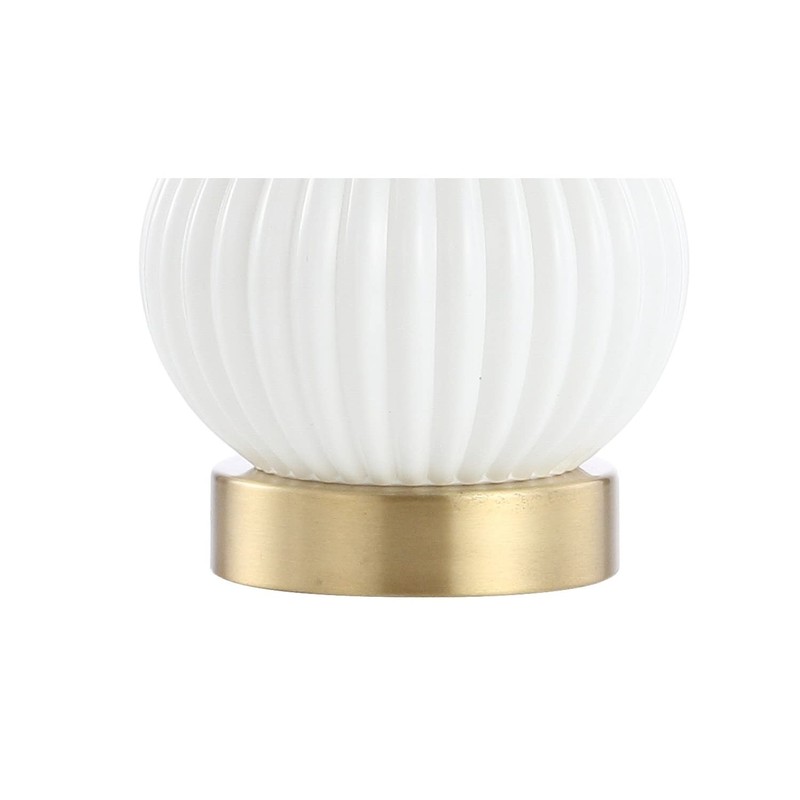 JONATHAN Y 20" White/Brass Gold Ribbed Gourd Glass Table Lamp,