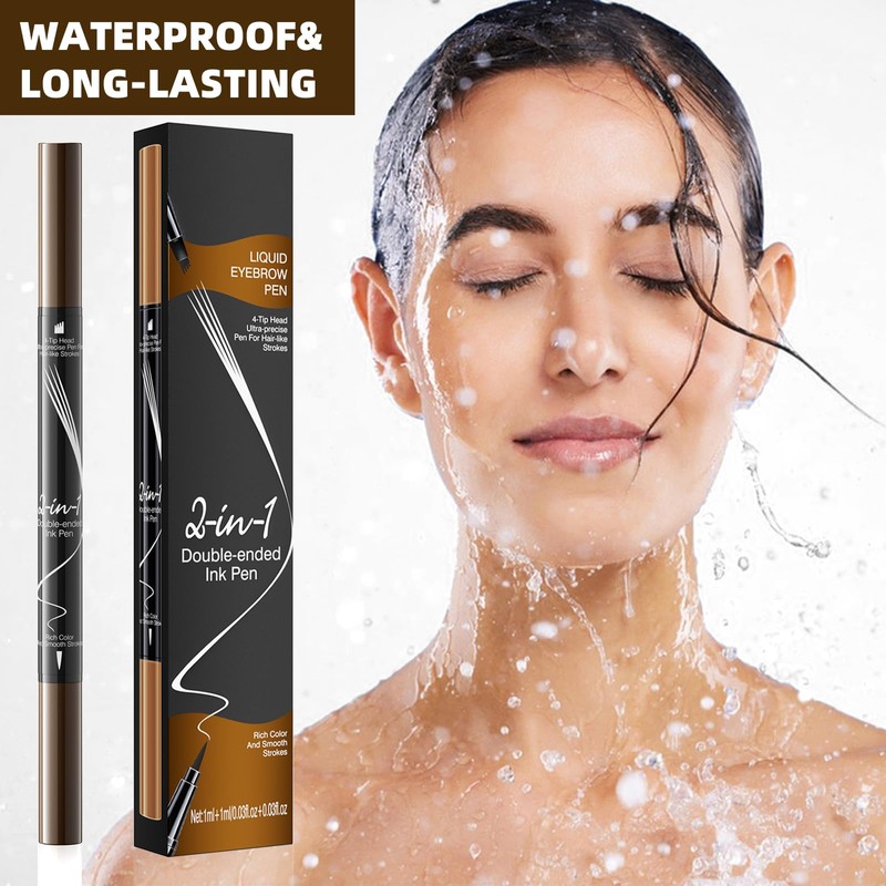 Eyebrow Pencil, Waterproof, 2-in-1 Dual-Ended Microblading Eyebrow Pencil, Microblading Eyebrow