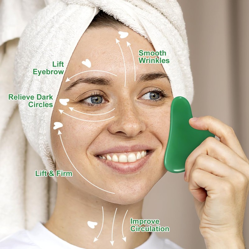 AGFELO Gua Sha Facial Tool Natural Jade Stone Guasha Board