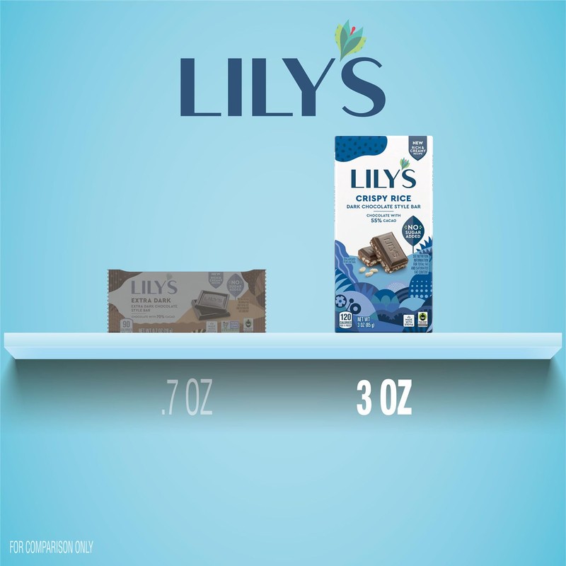 LILY'S Crispy Rice Dark Chocolate Style No Sugar Added, Sweets