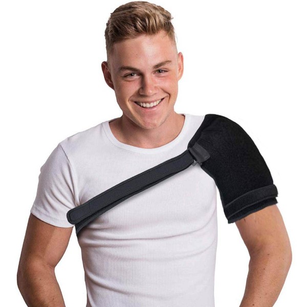 NatraCure Hot & Cold Universal Shoulder Brace Support - Reusable Cold Therapy Ice Pack Wrap Sling for Rotator Cuff, Dislocated Shoulder, and Labrum Tear Pain Relief - (730-RET)