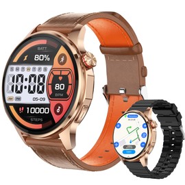 Smart Watches for Men/Women,1.46" Fitness Tracker (Make Calls/Text),GPS and Offline Maps Navigation,5 Satellite Systems,Health,Compass/Altitude/Barometer,100+Sports Mode for Android iOS with 2 Straps