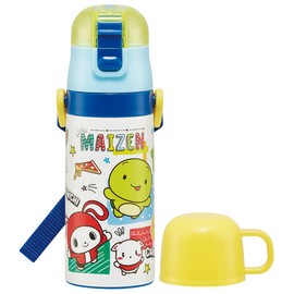 Skater SKDC3-A Children's Stainless Steel Water Bottle, 2-Way Direct Drinking, 14.2 fl oz (420 ml), Cup Drinking, 11.8 fl oz (350 ml), Maizen Sisters, 23, Kid-friendly Lightweight Type, Boy, Hot and