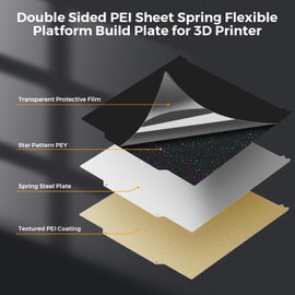 Jusnboir 3D Printer Build Plate Double Sided Spring Steel Sheet Flexible Platform 256x256mm, Textured PEI + Starry PEY Heated Bed for Twotrees SK1 3D Printer