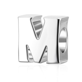 SOUKISS 925 Sterling Silver Letter Charms Initial A-z Alphabet Charm Beads for Bracelet(M)