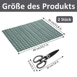 Sink Liner, Pack of 2 Sink Mat, 30 x 40 cm Sink Mat, PET Cut to Size Sink Insert, Drip Mat, Blanco Sink Accessories, with Scissors, for Ceramic/Stainless Steel Sinks (Green Translucent)