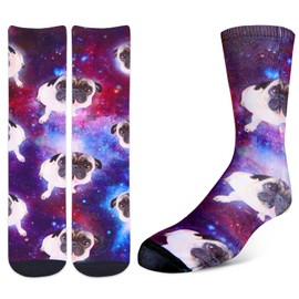 Benefeet Sox Mens Funny Crazy Socks Dog Socks Pug Socks Silly Socks for Kids Boys Galaxy Animal 3D Print Patterned Socks Pug Lover Cool Novelty Socks Women Girls Basketball Tube Socks, Pug