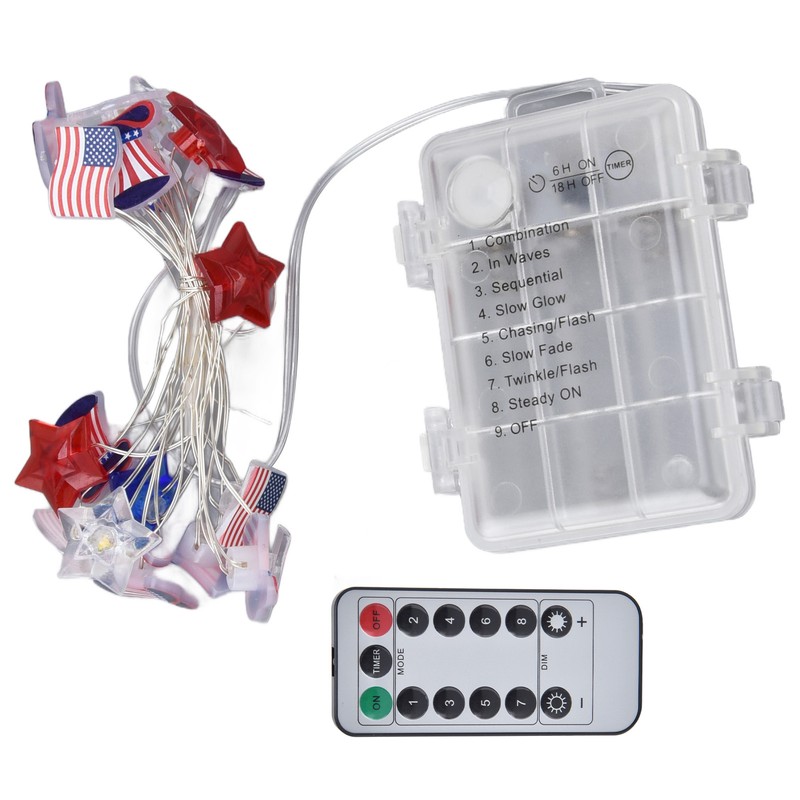 Independence Day Light String Wireless Remote Control IP44 Waterproof Timing