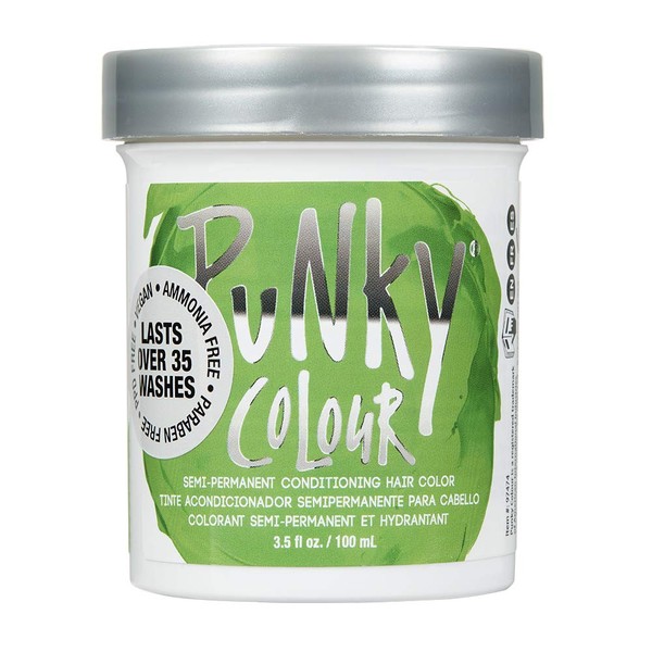 Punky Spring Green Semi Permanent Conditioning Hair Color, Non-Damaging Hair Dye, Vegan, PPD and Paraben Free, Transforms to Vibrant Hair Color, Easy To Use and Apply Hair Tint, lasts up to 35 washes, 3.5oz
