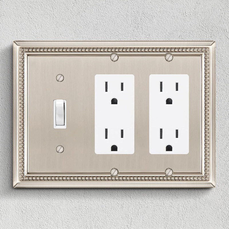 Henne Bery Sunken Pearls Decorative Wall Plate Outlet Cover Satin