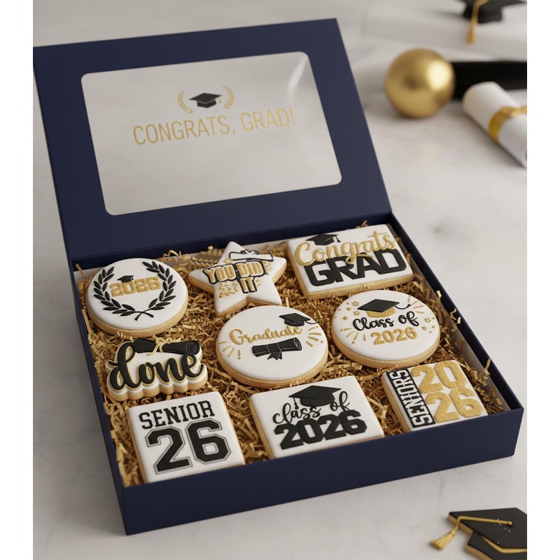 Class of 2026 Graduation Cookie Stencils, 4X4In12Pcs Style-Congrat GRAD/Mortarboard/Diploma/Done/You Did