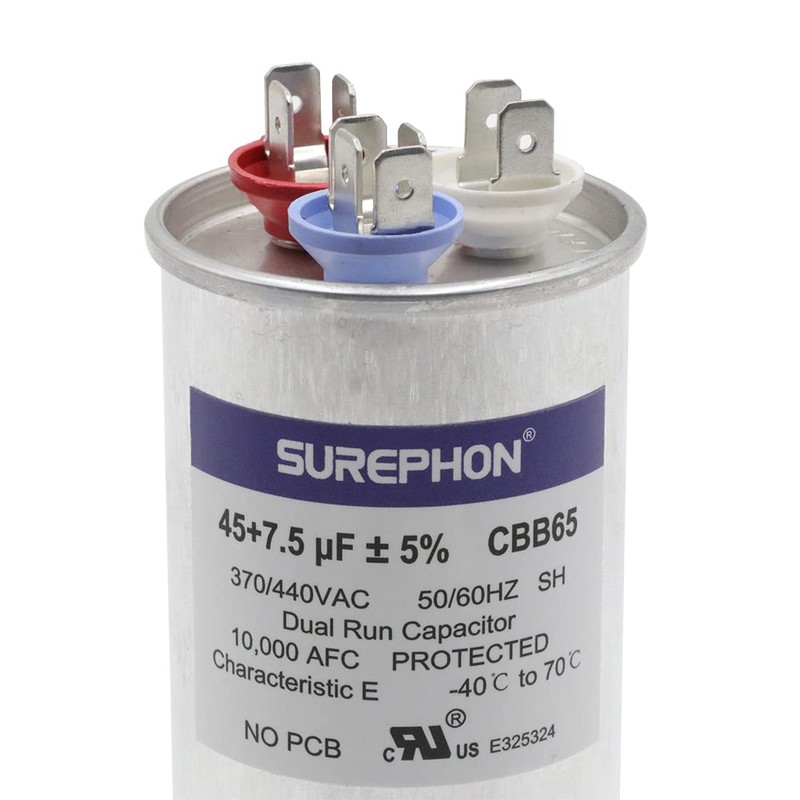 SUREPHON 45/7.5 Mfd Ac Capacitor 370V or 440V 50/60Hz CBB65B