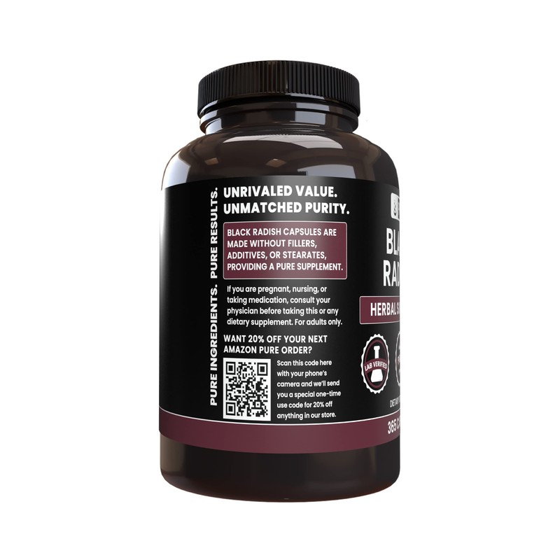 Pure Original Ingredients Black Radish (365 Capsules) No Magnesium Or