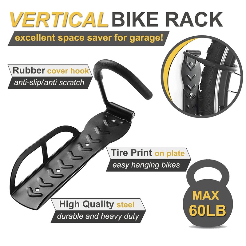 Laxama Bike Rack for Garage Wall Mount 4 Pack Vertical