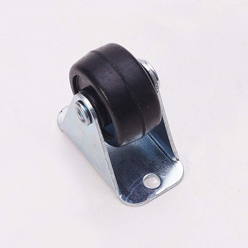 MroMax 0.98 Inch Fixed Casters Wheels Rubber Top Plate Mounted
