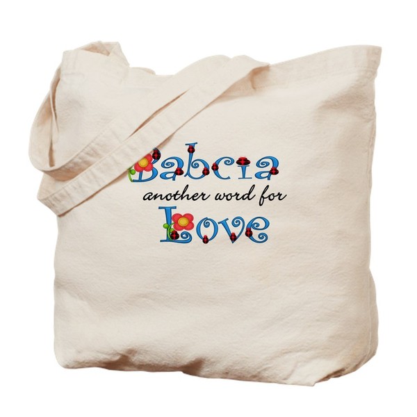 CafePress Babcia Another Word LOVE Natural Canvas Tote Bag, Reusable