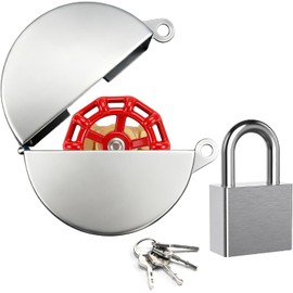 Outdoor Faucet Lock，Water Hose bib Spigot Lock Stainless Steel Cover & Padlock Kits for 1-1/2 to 3 in Dia valvehandles,Faucet Covers for Outside，Prevent Water Theft(Silver)