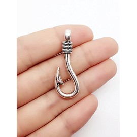 10 pcs Antique Silver Fish Hook Pendants, Fish Hook Charms, Fish Hook Necklaace,anchor Jewelry (NS649)