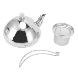 Stainless Steel Tea Pot, Topyond 1.5L TeaPot for Stove with Removable Strainer, Double Wall Heat Retention, Hot Water Fast to Boil Dishwasher Safe, for Loose Leaf Tea, Tea Bags(Silver)