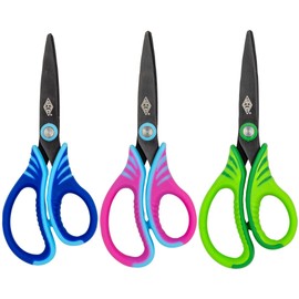 WEDO Gripy Craft Scissors 13 cm - Sharp Stainless Steel Blades with Titanium Coating & PVD Technology, Ergonomic & Non-Slip, Assorted Colours (Pink, Green, Blue) - Ideal for School, Office & Crafts