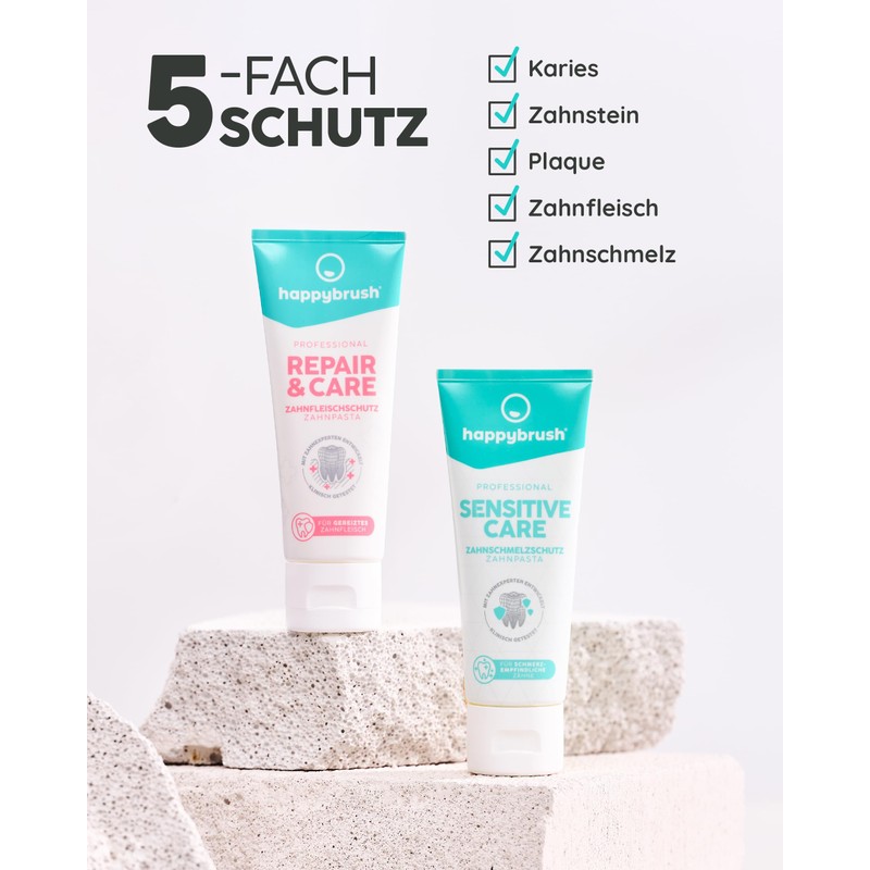 happybrush® Professional Toothpaste Repair & Care and SensitiveCare with Herbal