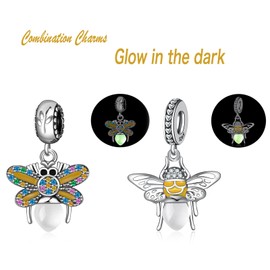 MICOO 925 Sterling Silver Clip Cubic Zirconias Beads Charms for Bracelets and Necklace,2pc Double Gifts for Mums, Couples and Sisters