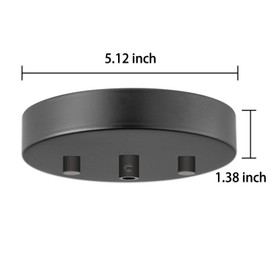 EIFHYT Canopy Kit for Chandelier, 5 1/8 Ceiling Lighting Modern Steel Canopy Kit Light Fixture Cover Plate, Hook & Cord Holder for Pendant Lighting Fixtures Black