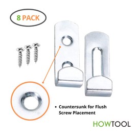 HowTool F014 Metal Hidden Mirror Holder Zinc Plated, 8 Pack