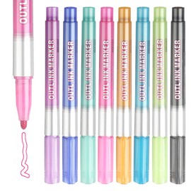 Tomorotec Self-Outline Metallic Markers, Professional Double Line Outline Pens for Adult Journaling, DIY Illustration, Sketching, Greeting Card Making