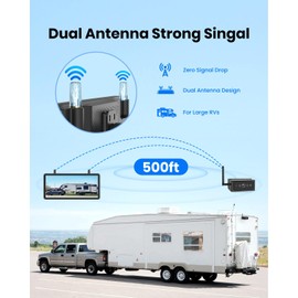 Auto-Vox Wireless Backup Camera Magnetic:7.2" 1080P Split-Screen DVR Monitor,Dual Antenna,6600mAh Long-Life Rechargeable Battery, IP69K Waterproof, Trailer Camera with IR Night Vision for RV,Truck