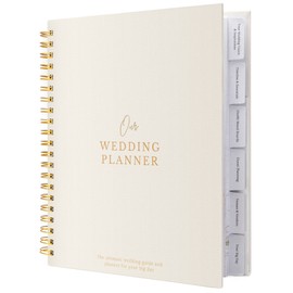 Comprehensive Wedding Planner Book and Organizer for the Bride - Linen Wedding Planning Book, Engagement Gifts for Women, Bride To Be Gifts, Wedding Notebook, Wedding Planner for Bride (Cream)